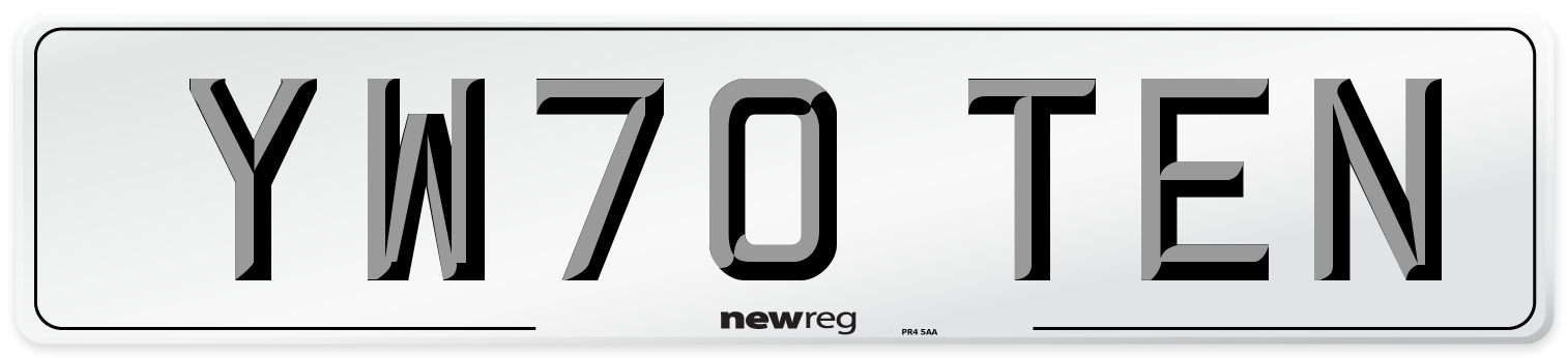 YW70 TEN Number Plate from New Reg